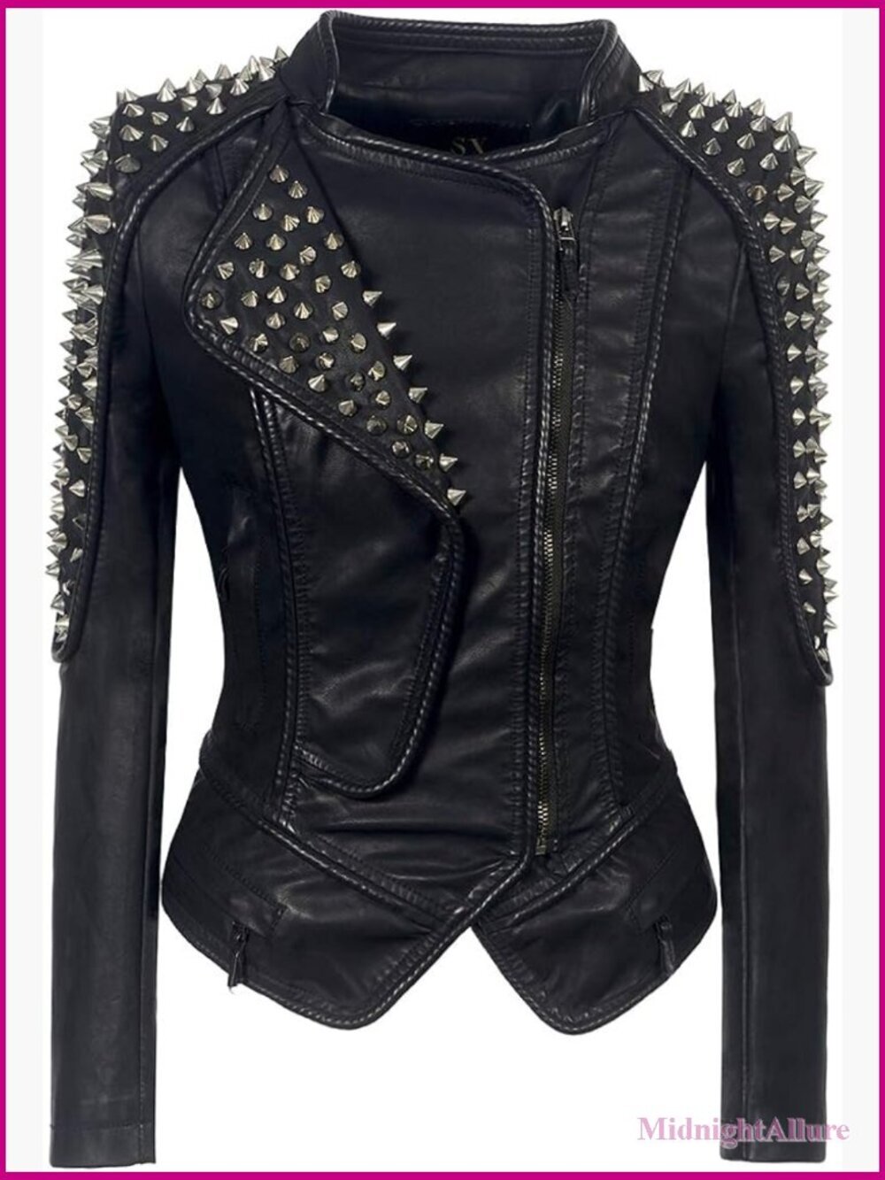 Punk Rivet Faux Leather Motorcycle Jacket Slim Fit Streetwear Coat